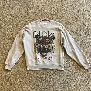 Anine Bing Cream Tiger Graphic Sweatshirt